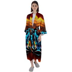 Duck-crazy-duck-abstract Maxi Satin Kimono