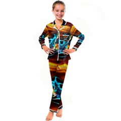 Duck-crazy-duck-abstract Kid s Satin Long Sleeve Pajamas Set by Jancukart