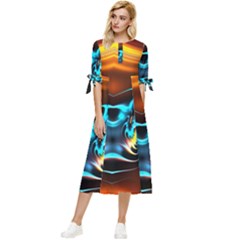 Duck-crazy-duck-abstract Bow Sleeve Chiffon Midi Dress by Jancukart