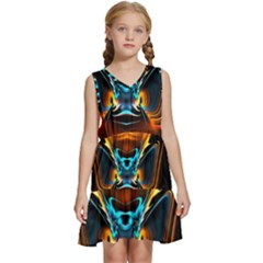 Duck-crazy-duck-abstract Kids  Sleeveless Tiered Mini Dress