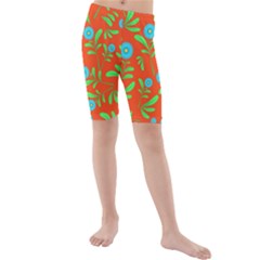 Background-texture-seamless-flowers Kids  Mid Length Swim Shorts