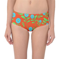 Background-texture-seamless-flowers Mid-waist Bikini Bottoms