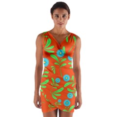 Background-texture-seamless-flowers Wrap Front Bodycon Dress