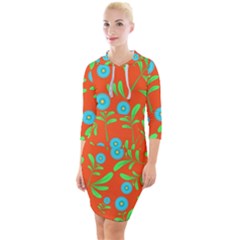 Background-texture-seamless-flowers Quarter Sleeve Hood Bodycon Dress