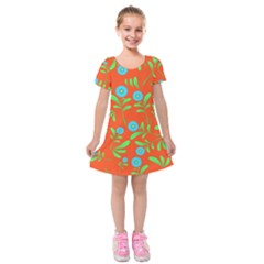 Background-texture-seamless-flowers Kids  Short Sleeve Velvet Dress