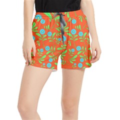 Background-texture-seamless-flowers Women s Runner Shorts