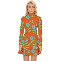 Background-texture-seamless-flowers Long Sleeve Velour Longline Dress