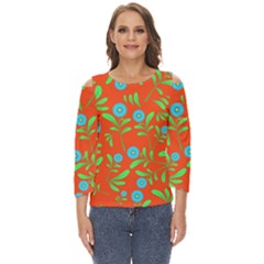 Background-texture-seamless-flowers Cut Out Wide Sleeve Top