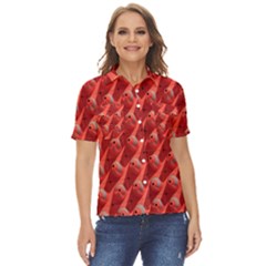 Sculpture-art-traffic-cones-plastic Women s Short Sleeve Double Pocket Shirt