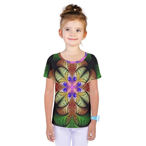 Fractal-abstract-flower-floral- -- Kids  One Piece Tee by Wegoenart