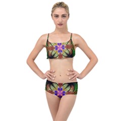 Fractal-abstract-flower-floral- -- Layered Top Bikini Set by Wegoenart