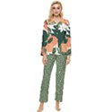 tropical polka plants 2 Womens  Long Sleeve Velvet Pocket Pajamas Set View1