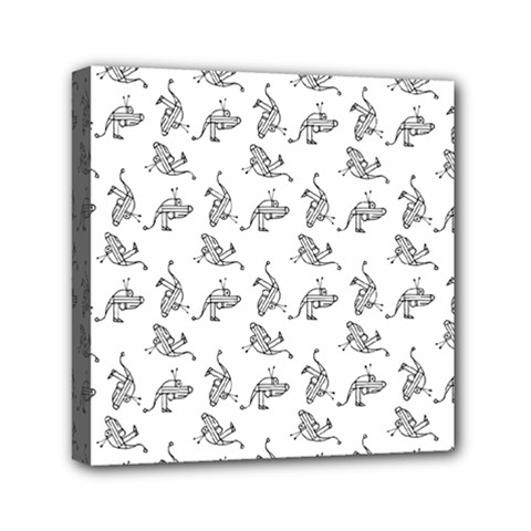 Robot Dog Drawing Motif Pattern Mini Canvas 6  X 6  (stretched) by dflcprintsclothing