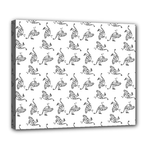 Robot Dog Drawing Motif Pattern Deluxe Canvas 24  X 20  (stretched)