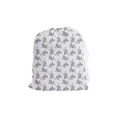 Robot Dog Drawing Motif Pattern Drawstring Pouch (medium) by dflcprintsclothing