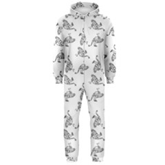 Robot Dog Drawing Motif Pattern Hooded Jumpsuit (men) by dflcprintsclothing