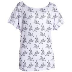 Robot Dog Drawing Motif Pattern Women s Oversized Tee by dflcprintsclothing