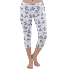 Robot Dog Drawing Motif Pattern Capri Yoga Leggings