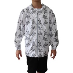 Robot Dog Drawing Motif Pattern Kids  Hooded Windbreaker by dflcprintsclothing