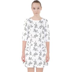 Robot Dog Drawing Motif Pattern Quarter Sleeve Pocket Dress by dflcprintsclothing