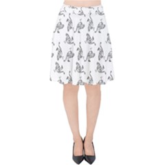 Robot Dog Drawing Motif Pattern Velvet High Waist Skirt by dflcprintsclothing