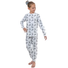 Robot Dog Drawing Motif Pattern Kids  Long Sleeve Set  by dflcprintsclothing