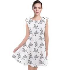 Robot Dog Drawing Motif Pattern Tie Up Tunic Dress by dflcprintsclothing