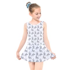 Robot Dog Drawing Motif Pattern Kids  Skater Dress Swimsuit by dflcprintsclothing