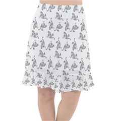 Robot Dog Drawing Motif Pattern Fishtail Chiffon Skirt by dflcprintsclothing