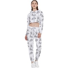 Robot Dog Drawing Motif Pattern Cropped Zip Up Lounge Set by dflcprintsclothing