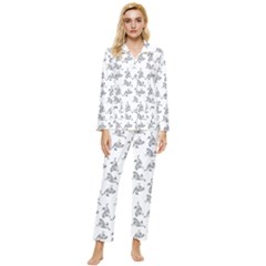 Robot Dog Drawing Motif Pattern Womens  Long Sleeve Velvet Pocket Pajamas Set by dflcprintsclothing