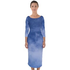 Sky Wishes  Quarter Sleeve Midi Bodycon Dress by HoneySuckleDesign