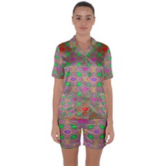 Rippled Magic Satin Short Sleeve Pajamas Set by Thespacecampers