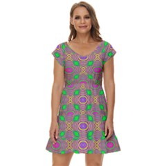 Rippled Magic Short Sleeve Tiered Mini Dress