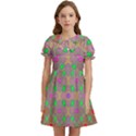 Rippled Magic Kids  Bow Tie Puff Sleeve Dress View1