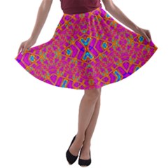 Pink Vacation A-line Skater Skirt by Thespacecampers