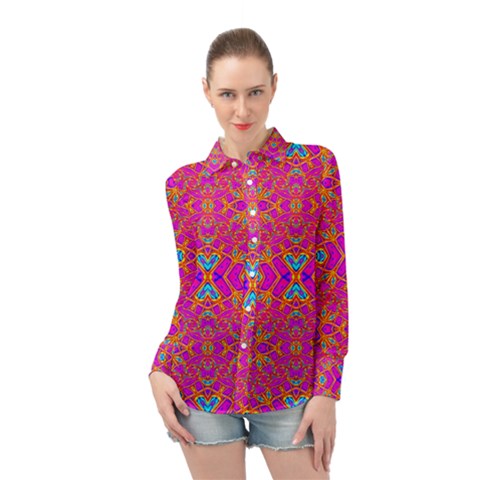 Pink Vacation Long Sleeve Chiffon Shirt by Thespacecampers