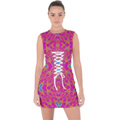 Pink Vacation Lace Up Front Bodycon Dress by Thespacecampers