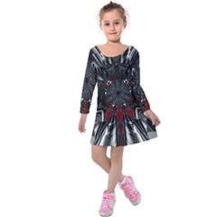 Abstract-artwork-art-fractal Kids  Long Sleeve Velvet Dress