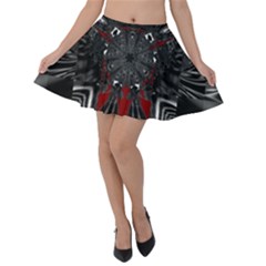 Abstract-artwork-art-fractal Velvet Skater Skirt