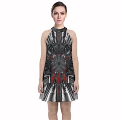 Abstract-artwork-art-fractal Velvet Halter Neckline Dress 