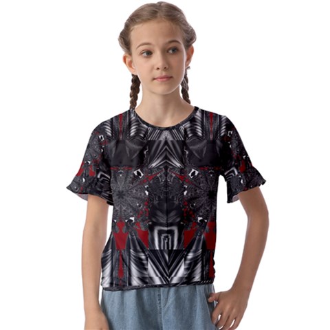 Abstract-artwork-art-fractal Kids  Cuff Sleeve Scrunch Bottom Tee by Sudhe