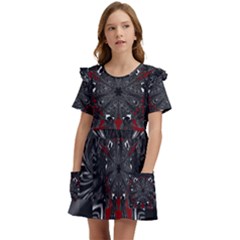 Abstract-artwork-art-fractal Kids  Frilly Sleeves Pocket Dress