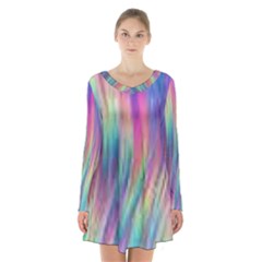 Rainbow Effect Cbdoilprincess  Long Sleeve Velvet V-neck Dress