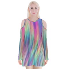 Rainbow Effect Cbdoilprincess  Velvet Long Sleeve Shoulder Cutout Dress