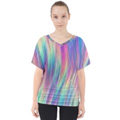 Rainbow Effect Cbdoilprincess  V-neck Dolman Drape Top