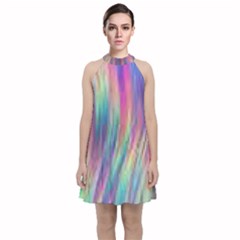 Rainbow Effect Cbdoilprincess  Velvet Halter Neckline Dress 