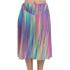 Rainbow Effect Cbdoilprincess  Velvet Flared Midi Skirt