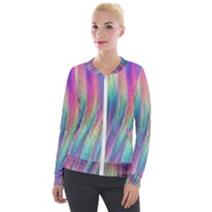 Rainbow Effect Cbdoilprincess  Velvet Zip Up Jacket by CBDOilPrincess1