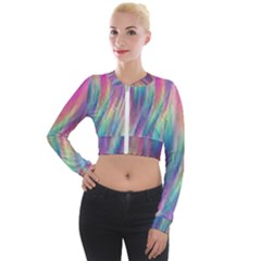 Rainbow Effect Cbdoilprincess  Long Sleeve Cropped Velvet Jacket by CBDOilPrincess1